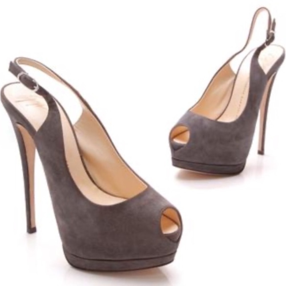 Giuseppe Zanotti Grey Suede Sharon Covered Platform Slingback